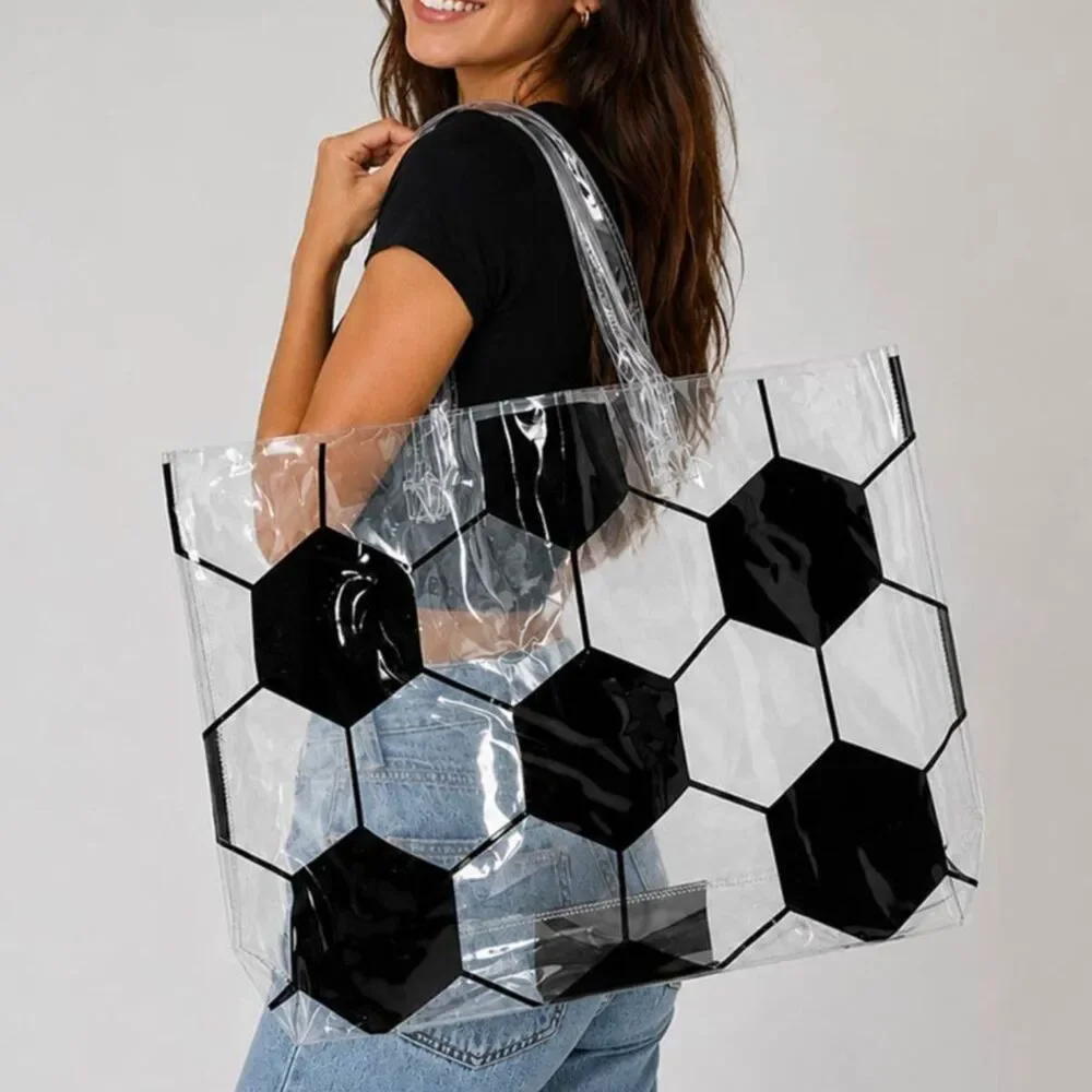 Transparent Clear Soccer Shoulder Tote Bag. NEW
